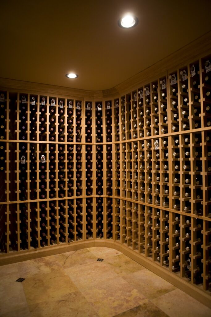 thousand bottle wine cellar with oak racking